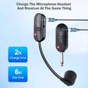 Wireless Microphone Headset Double Professional: Cordless Mic Head for Two People, Heads Handheld Mics 2 in 1- USB-C Rechargeable - 1/4'' and 1/8'' Plug for PA System, Voice Amplifier,Teaching,Fitness