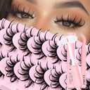 Losha Lashes Spiky Manga Lashes Wet Look Dramatic False Eyelashes 10 Pairs D Curl Cat Eye Lashes Kit with Lash Glue and Lash Tweezers Cosplay Anime Fake Eyelashes (Daring)