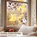 Fall Floral Window Clings Fall Sticker for Glass Window Door Home Office Decor, Autumn Mocha Rose Butterfly