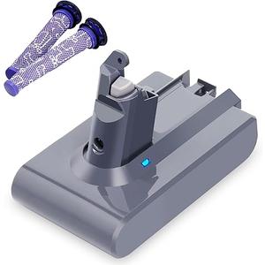 Biswaye 21.6V 4.5Ah V6 Lithium Battery Replacement for Dyson DC62 DC59 DC58 SV03 SV04 SV09 V6 Animal Motorhead V6 Slim V6 Absolute V6 Fluffy Vacuum Battery, with 2 Filters