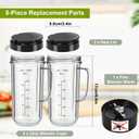2 Pack Magic Bullet Blender Cups, Tall 22oz Cup with Flip Top To-Go Lid & 4 Fins Cross Blade Blender Replacement Parts, Replacement Cup Mug with Handle Compatible with Magic Bullet 250w MB1001