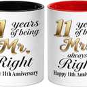 11 Year Wedding Anniversary Couple Gifts - Mr Right Mrs Always Right 11oz Coffee Mugs Set of 2, 11th Anniversary Party Decor Gifts for Parents Wife Husband Lovers Aunt Uncle(11Y)