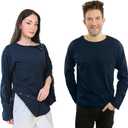 Inspired Comforts Unisex Post-Surgery/Dialysis Shirt | Full Tearaway Design with Easy-Open Shoulder, Arm & Side Snaps (Medium, Navy)