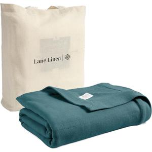 LANE LINEN 100% Cotton Twin Blanket  Lightweight, Soft & Breathable Blanket for Bed & Couch, Cooling Blankets for Hot & Cold Sleepers, Ideal for All Seasons, 68"x90"  Sage Green (Teal)