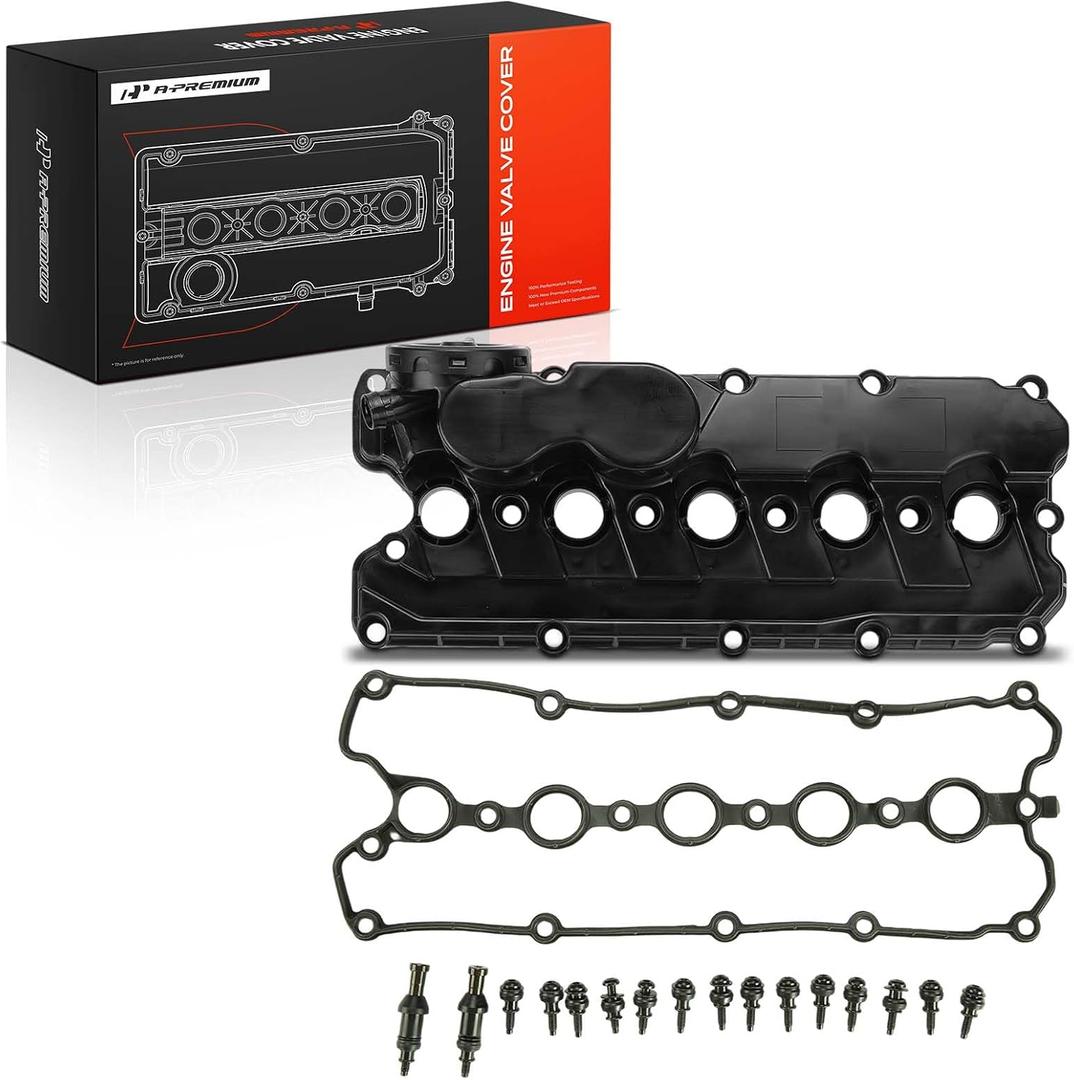 A-Premium Engine Valve Cover with Valve Cover Gasket & Bolts Compatible with Volkswagen Beetle 2006-2018, Golf 2010-2014, Jetta 2005-2014, Passat 2012-2014, Rabbit 2006-2009, L5 2.5L