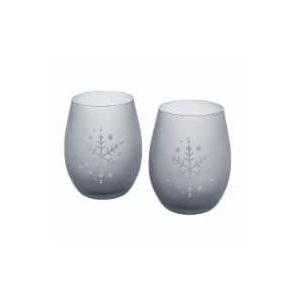 Tabletops Gallery Snowflake Stemless Wine Glass Set - Gray