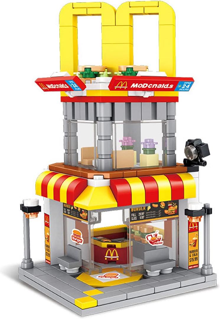 Building Blocks, City Street View Building Toy, 3D Toy Blocks, DIY Bricks Toys Building Set, Creative Christmas, Birthday Gift for Boy/Girl, 244PCS (Burger Shop)