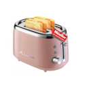 Mueller Retro Toaster 2 Slice with 7 Browning Levels and 3 Functions: Reheat, Defrost & Cancel, Stainless Steel Features, Removable Crumb Tray, Under Base Cord Storage, Pink