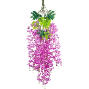 5 Pack Purple Red Wisteria Hanging Flowers Garland, 3.77 Feet Artificial Flower Vines, Fake Wisteria, Artificial Vines Hanging Garland for Backdrop Outdoor Yard Garden Decor