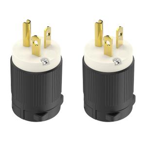 UL Listed NEMA 6-20P Electrical Male Plugs Extension Cord Ends Drop Cord Caps Replacement 220 240 250 Volt AC Connectors 20 Amp 3-Prong Straight Blade 2-Pole 3-Wire Commercial Grade 2-Pack