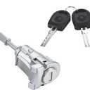 Car Door Lock Cylinder Set with Keys for Volkswagen Jetta 1997-2004 for Golf 1997-2005 for Polo 2003-2005 | 2 Keys, Silver Tone | Left Side Door Lock Cylinder Replaces 604837167