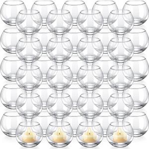 Ziliny 48 Pcs Clear Glass Votive Candle Holders Bulk Tealight Candle Holders Wedding Table Centerpiece Decor Vase for Wedding Bridal Shower Party Decoration