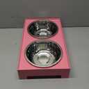 Elevated Dog Bowls with 2 Stainless Steel Bowls, Raised Dog Food Bowl Stand 5 Height Adjustable (3.1", 9", 10", 11", 12") Non-Slip Feeder Set for Medium and Large Dogs - Pink