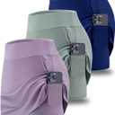 3 Pack Women's Athletic Skirts with Shorts Underneath, Tennis Golf Skorts Tummy Control Pockets for Workout Gym (Set 3, Small)