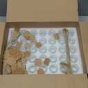 Encheng 1.5oz Mini Glass Jars Bulk Set of 70,Round Small 45ml Honey Jars with Golden Lids,Clear Mini Storage Canning Jar for Candle Making,Spice,Jelly,Jam,Wedding,Party Favor