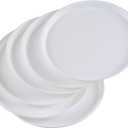 6-Pack Plastic Round Food Serving Tray, Round Restaurant Serving Trays, White