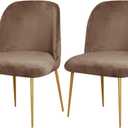 2 Pack Velvet Dining Room Chair Slipcovers Washable Removable Stretch Short Back Armless Curved Chair Protector for Home Decor Living Room