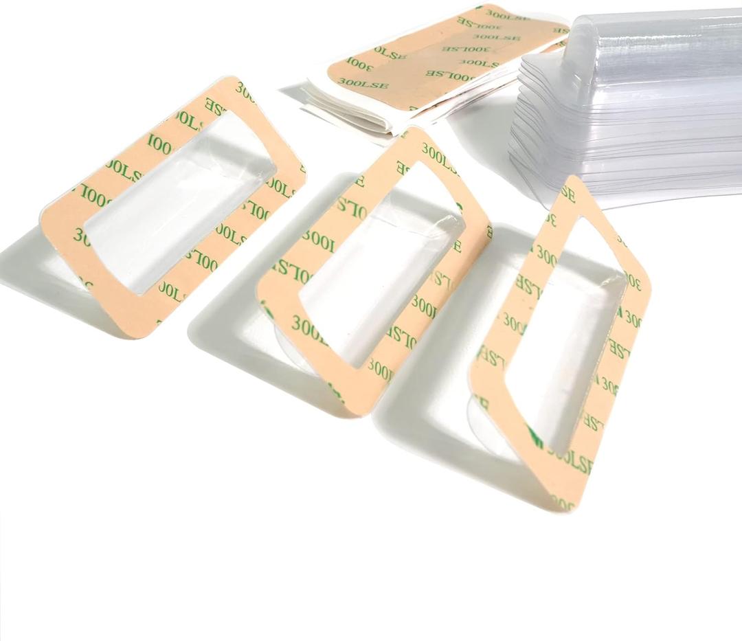 UPTTHOW Clear Plastic Dome Lip Balm Money Holder Craft Waterproof Rectangle Chapstick Money Cash Pounches Gift with Adhesive Back Card Making-50Packs
