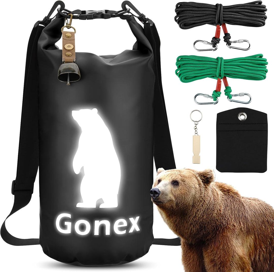 Gonex Bear Bag 10L with Bell Whistle Bear Canister for Backpacking Ultralight Waterproof Food Storage Bag for Hiking, Outdoor, Camping, Fishing, Kayaking (Black)