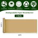 3.2x50 Ft Biodegradable Paper Weed Barrier Roll Heavy Duty Garden Paper Weed Control Biodegradable Landscape Fabric Thickened Garden Bed Grass Paper Mulch Film Weed Block Paper for Outdoor Garden Lawn