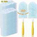 40 Count Duster Refills for Swiffe Duster,360 Heavy Duty Duster Refills, Disposable Microfiber Duster for Cleaning Dusting Furniture Blind Ceiling Fan (40 Count Refills+2 Handle)