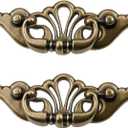 2pcs 86mm/3.38" Hole to Hole Antique Drawer Pulls 152mm/5.98" Length Decorative Cabinet Handles Retro Dresser Pulls Handles for Closet Furniture Wardrobe, with Screws
