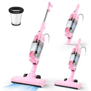 Vazone R6X Corded Stick Vacuum Cleaners for Home, 30000pa Powerful Suction Stick Vacuum with 16Ft Cord, 2 in 1 Lightweight Vacuum Cleaner for Hard Floor Pet Hair (Pink)