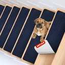 MBIGM 8" X 30" (15 in Pack) Non-Slip Carpet Stair Treads Non-Skid Safety Rug Slip Resistant Indoor Runner for Kids Elders & Pets with Reusable Adhesive - Navy - Carpet Pads for Stairs