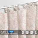 Pink Cotton Waterproof Extra Long Shower Curtain, Farmhouse Elegance Floral 84 Shower Curtains for Bathroom Decor, Chic Fabric Cloth Flower Leaves Shower Curtain 72" W x 84" L