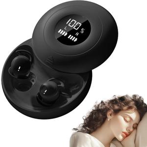 sunvito Sleep Earbuds for Side Sleepers, Mini Invisible Wireless Bluetooth 5.4 Micro Sleep Headphones, Hidden Earbuds with LED Screen for Small Ears Sleeping, Exercise, Working, Hiking (Black)