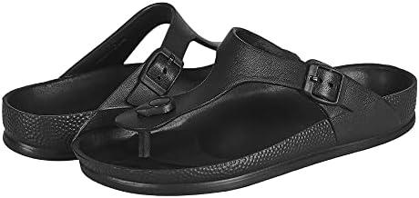 FUNKYMONKEY EVA Flip Flops Waterproof Adjustable Thong Sandals for Mens and Womens, (9 M US, Black/ Women)