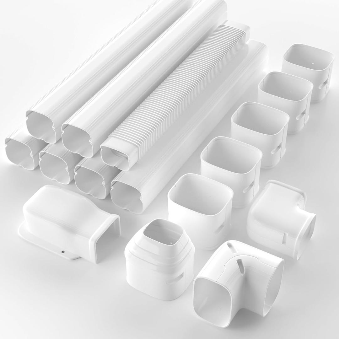 3'' 22.5Ft Mini Split Line Set Cover Kit for Minisplit Ductless Linset Air Conditioners and Heat Pumps, Central AC Decorative Upgraded UV-Proof Strong & Durability PVC Pipe (White)