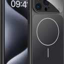 TOBOVON for iPhone 15 Pro Case with Camera Lens Protector, Compatible with MagSafe, Slim Matte Magnetic Shockproof Phone Cover for iPhone15 Pro, Black
