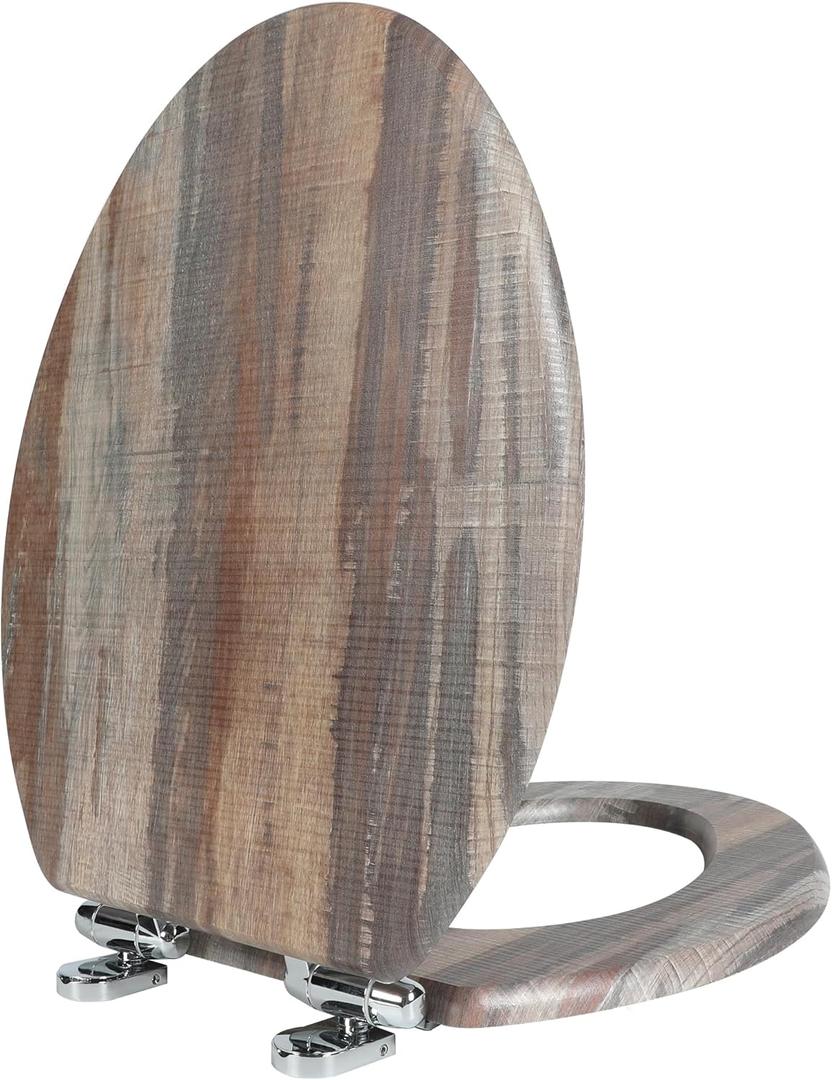 Angol Shiold Elongated Toilet Seat Molded Wood Toilet Seat with Quietly Close and Quick Release Hinges, Easy to Install also Easy to Clean (Elongated, Board) (Elongated-18.5)