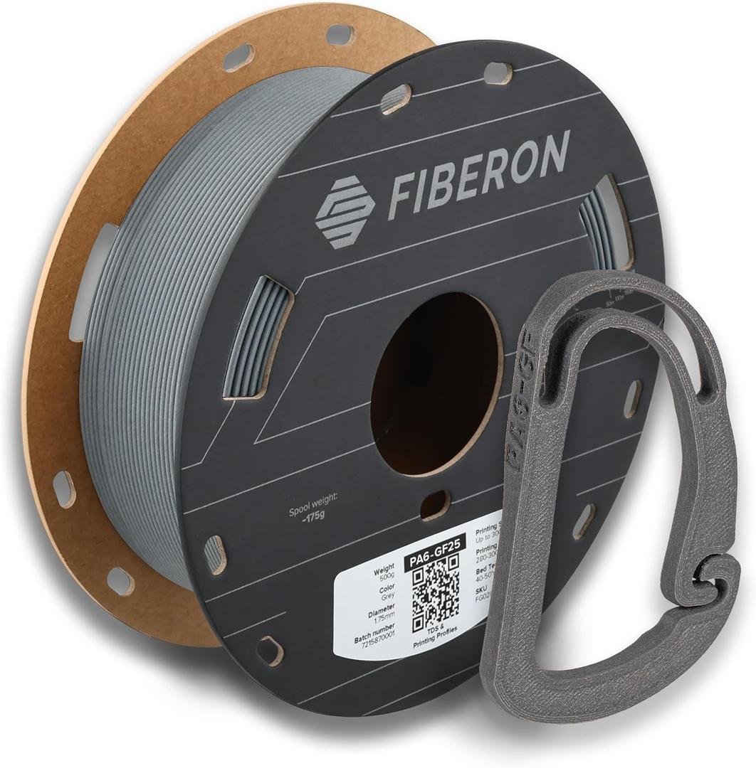 Polymaker Fiberon PA6-GF Glass Fiber Nylon Filament 1.75mm Grey 0.5kg, Fiberon PA6-GF Nylon Warp Free 1.75mm 3D Printing Filament