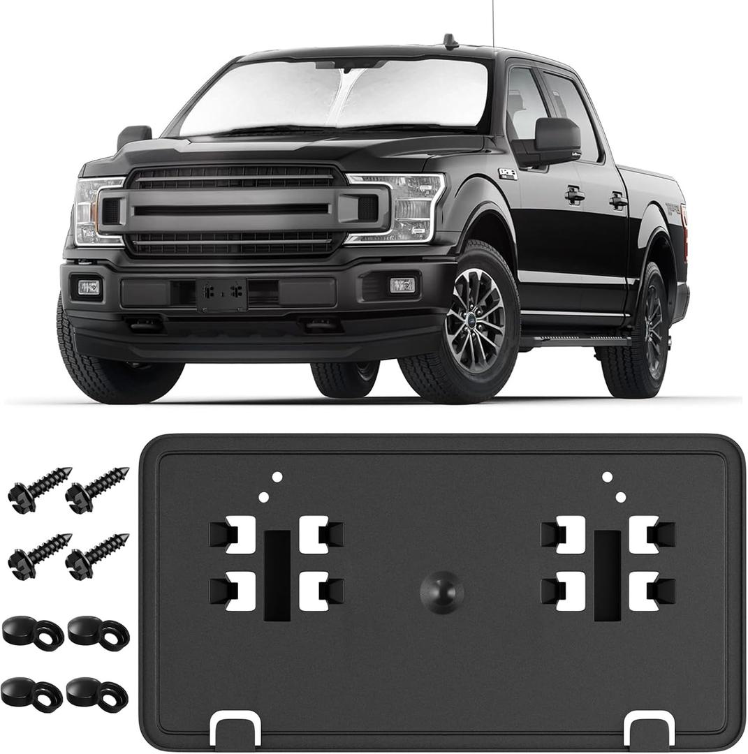 Replace for 2018 2019 2020 Ford F150 Front License Plate Bracket Frame Holder, 2.7L 3.0L 3.5L Truck Bumper Plate Mount JL3Z17A385BA & FO1068181