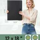 Nicpro 12"x18" Art Portfolio Folder, 30 Pockets Display 60 Pages Art Painting Portfolio Binder with Clear Plastic Sleeves, Presentation Storage Book for Artists Artwork Drawing - (Black)
