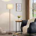 Ambimall 60'' Modern Floor Lamp with Shade, Tall Lamps for Living Room, Bedroom, Office, Dining Room, Beige Shade with Brown Pole(Without Bulb)