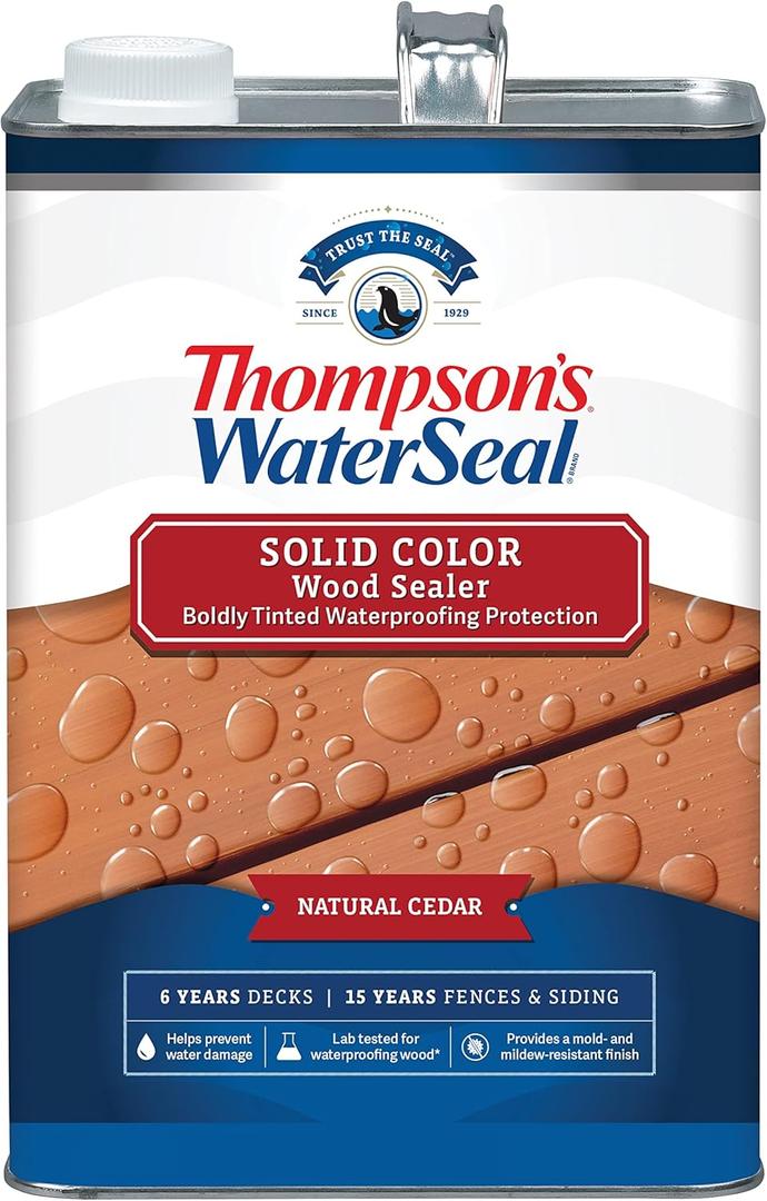 Thompsons WaterSeal Solid Color Waterproofing Wood Stain and Sealer, Natural Cedar, 1 Gallon