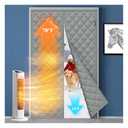 MAGZO Magnetic Thermal Insulated Door Curtain, 5 Layers Oxford&Cotton Cover Blanket Insulation for Winter/Doorway/Attic Doors, Keep Cold Air Out, Grey