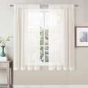 CUCRAF Linen Sheer Curtains 72 Inches Long 2 Panels Set, Semi Sheer Rod Pocket Window Treatment Voile Drapes for Living Room Bedroom(37''W x 72''L, Linen)