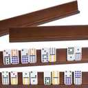 4Pcs Wooden Domino Holders Set,Domino Tiles Trays Rack, Wood Holders for Tiles Game,Perfect for Domino,Mexican Train Rummy etc.(Dominoes NOT Included)
