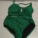 Herseas 2 Piece Bikini Set U-Wire Cutout Popular Swimsuit High Waisted Textured 2026 Summer Beach Swim Bathing Suits (Green, S)