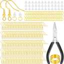 MAIBAOTA Gold Earring Hooks for Jewelry Making, 602 Pcs Hypoallergenic Gold Plated Earring Hooks, Jump Rings, Earring Findings, Rubber Earring Backs, DIY Jewelry Making Supplies Kit