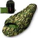 SereneLife 0 Degree Mummy Sleeping Bag  Military-Style, Lightweight & Waterproof for Extreme Cold, Stays Warm in 510F, No-Snag Zipper, Compact Carry Bag & Travel Pillow for Camping & Backpacking (Camouflage)