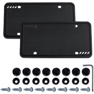 Silicone License Plate Frame 2 Pack, Anti-Scratch Black License Plate Frame Brackets, Anti-Rattle Durable Universal Holder for US Standard Vehicles Front & Rear protector (Style 1)