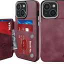 GUERNICA for iPhone 15 Wallet Case with RFID Blocking Card Holder for Women Men, Kickstand Shockproof Phone Case for iPhone 15(6.1"),Light Red