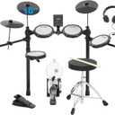 Electric Drum Set with Kick Hammer Pedal, Electronic Drum Kit for Beginner Adult with 150 Sounds, 10" Cymbals, 4 Quiet Mesh Pads, all-in-one drum set with Throne, Headphones, Sticks