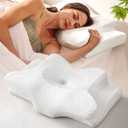 Emircey Clinical-Level Relief Cervical Neck Pillow for Sleeping, Orthopedic Contour Memory Foam Pillow for Side Sleepers, Cooling Reading Pillow for Neck Relief, Ergonomic for Back Stomach Sleepers (Queen, Snow White)