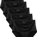 MISSWHO No Show High Waisted Seamless Underwear Women Soft Stretchy Panties 5 Pack (Black, XL)